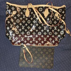 Lois Vuton Black and Brown Monogram Tote Bag 17x11